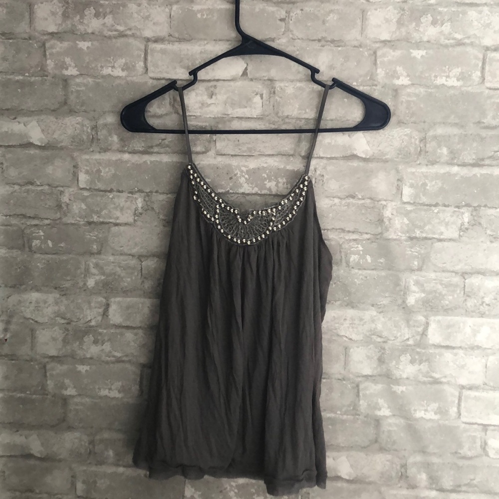Candies grey embroided tank top